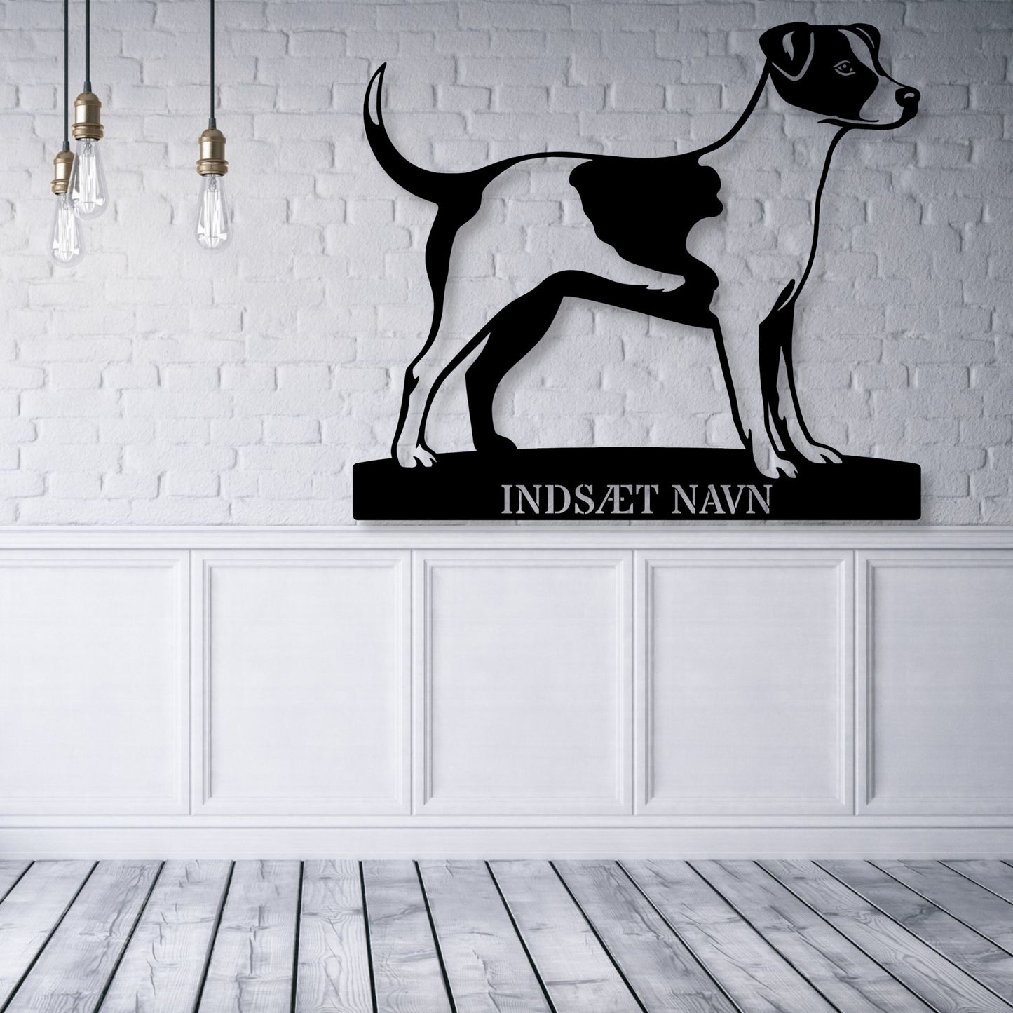 Dansk-Svensk Gårdhund metalskilt med personlig hundenavn..