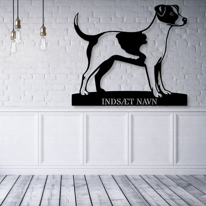 Dansk-Svensk Gårdhund metalskilt med personlig hundenavn..