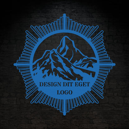 Design dit eget metalskilt i blå med personlig tekst eller navn