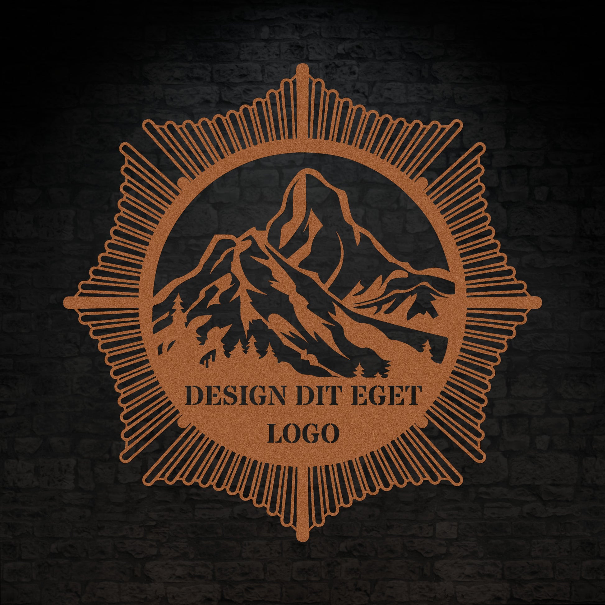 Design dit eget metalskilt i kobberfarve med personlig tekst eller navn