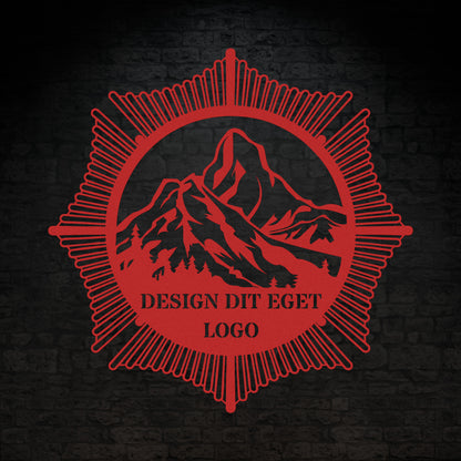 Design dit eget metalskilt i rød med personlig tekst eller navn