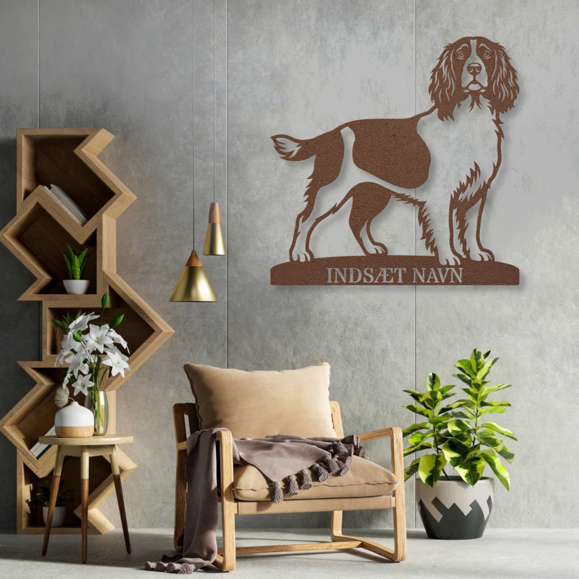 Engelsk Springer Spaniel brun metalskilt med personlig tekst....