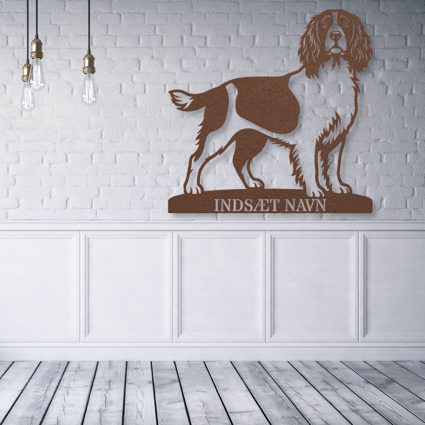 Engelsk Springer Spaniel brun metalskilt med personlig tekst...