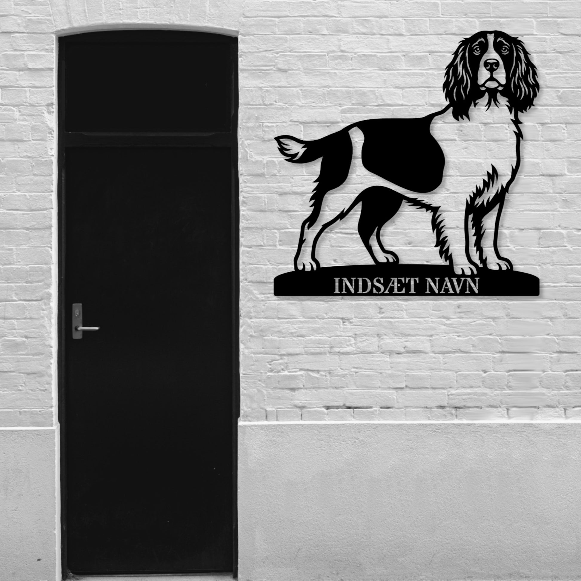 Engelsk Springer Spaniel metalskilt med personlig tekst.....