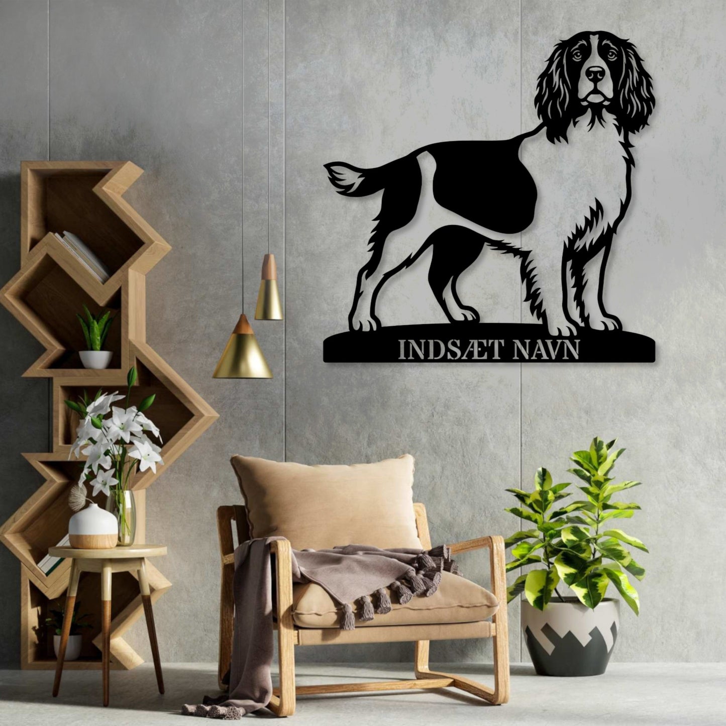 Engelsk Springer Spaniel metalskilt med personlig tekst....