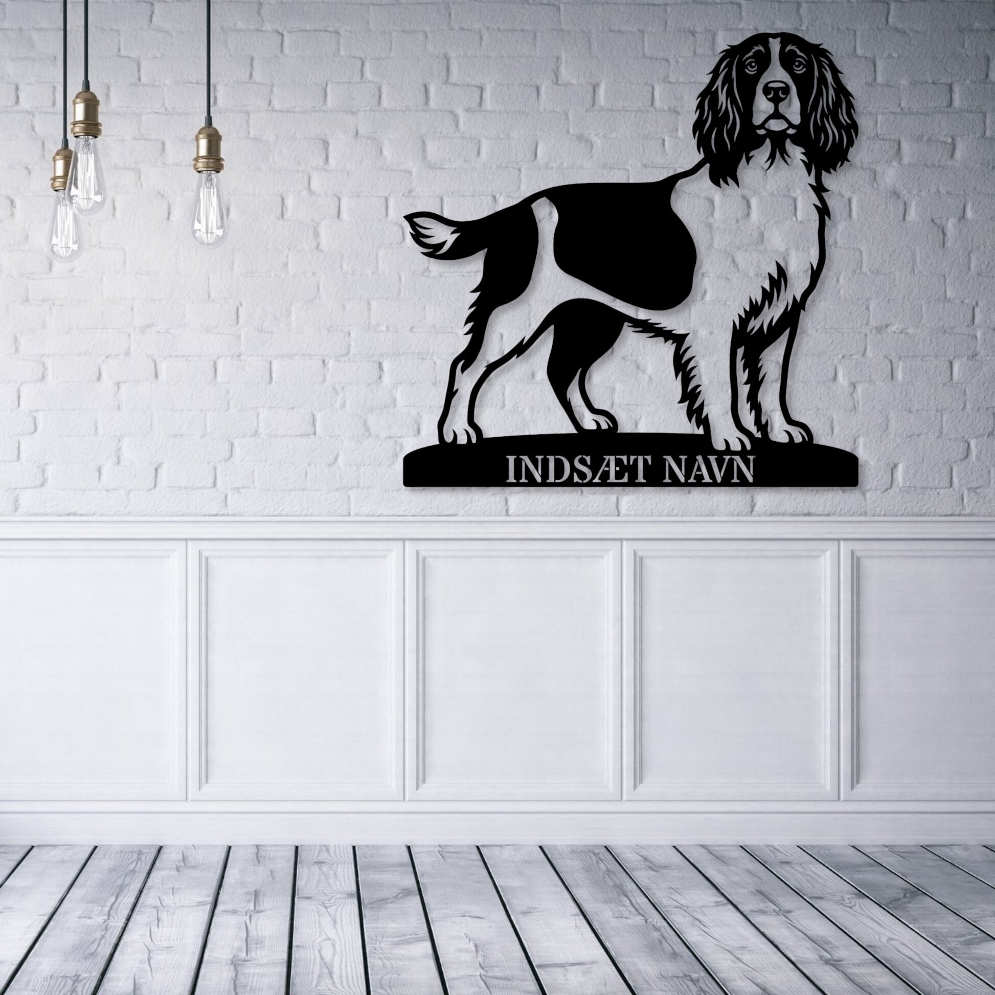 Engelsk Springer Spaniel metalskilt med personlig tekst...