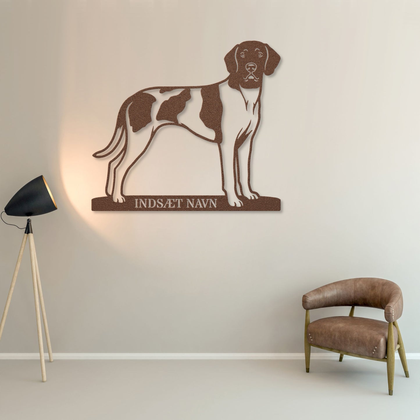 Gammel Dansk hønsehund brun metalskilt med personlig tekst......