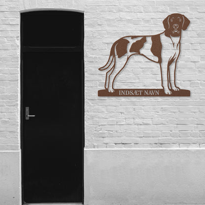 Gammel Dansk hønsehund brun metalskilt med personlig tekst.....