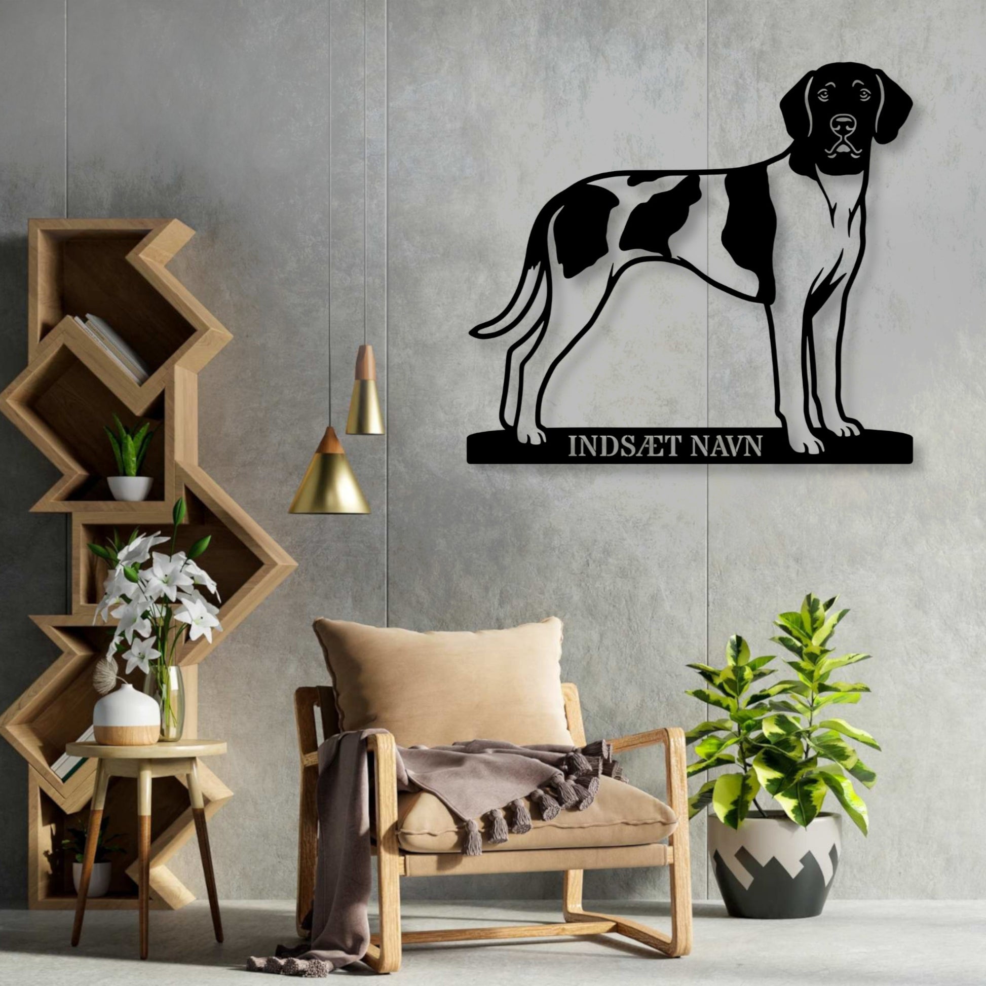 Gammel Dansk hønsehund metalskilt med personlig tekst....