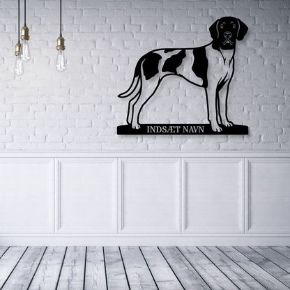 Gammel Dansk hønsehund metalskilt med personlig tekst...