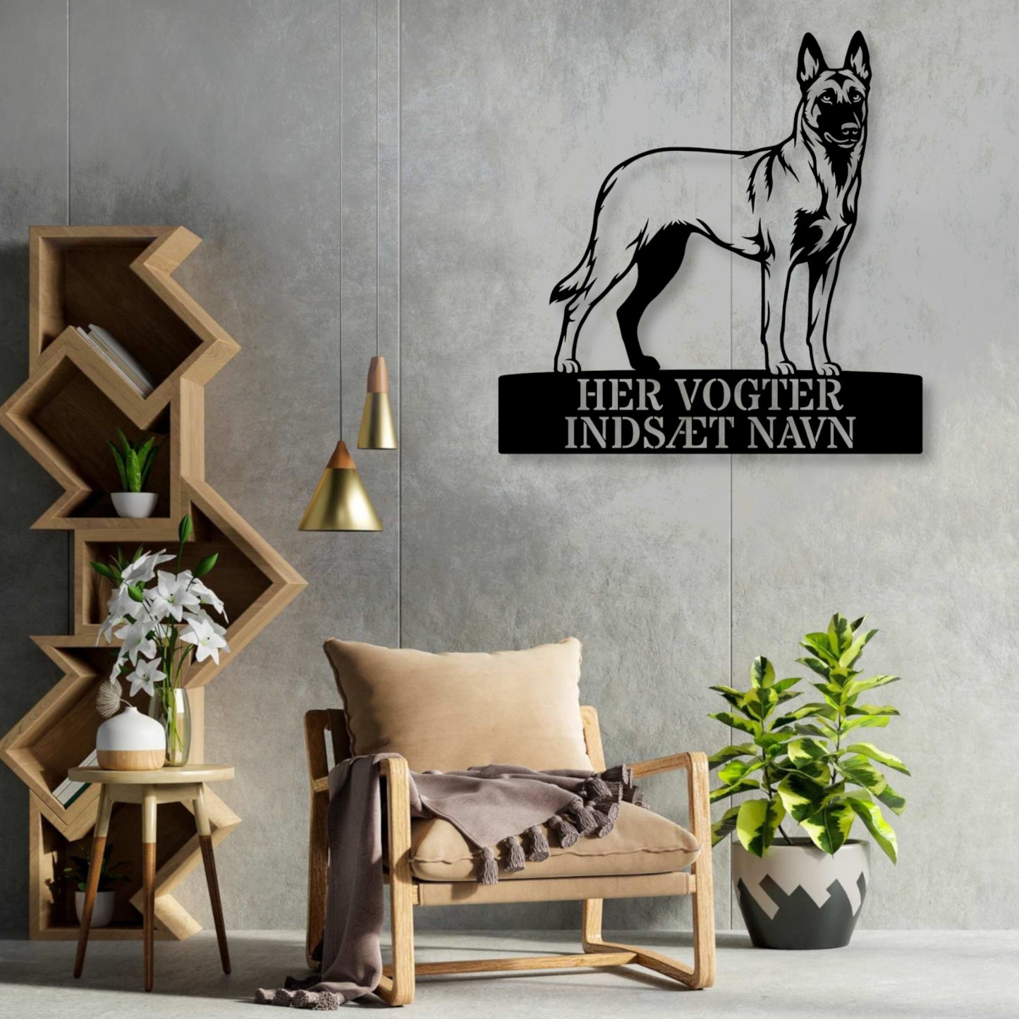 Her vogter jeg. Personlig Belgisk hyrdehund metal navneskilt.....