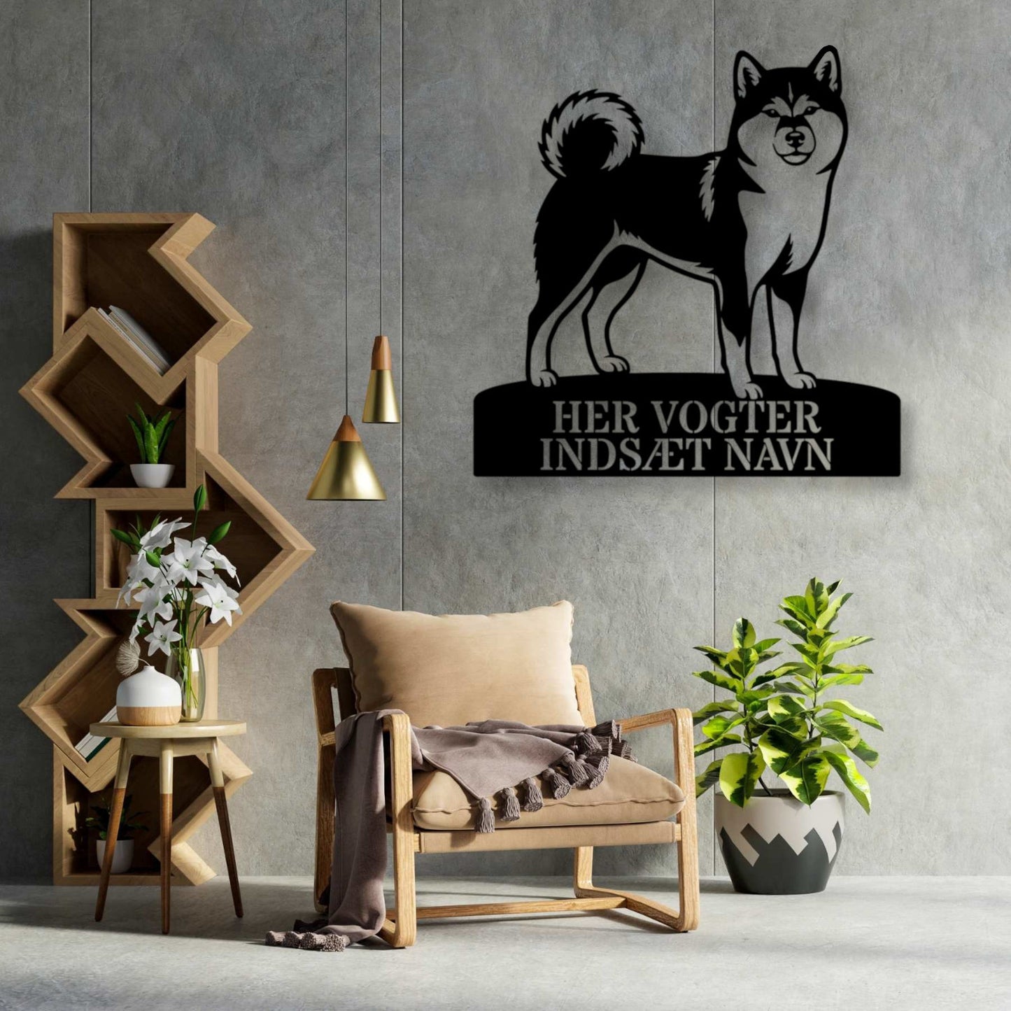 Her vogter jeg. Personlig Shiba hundenavn metal navneskilt.....