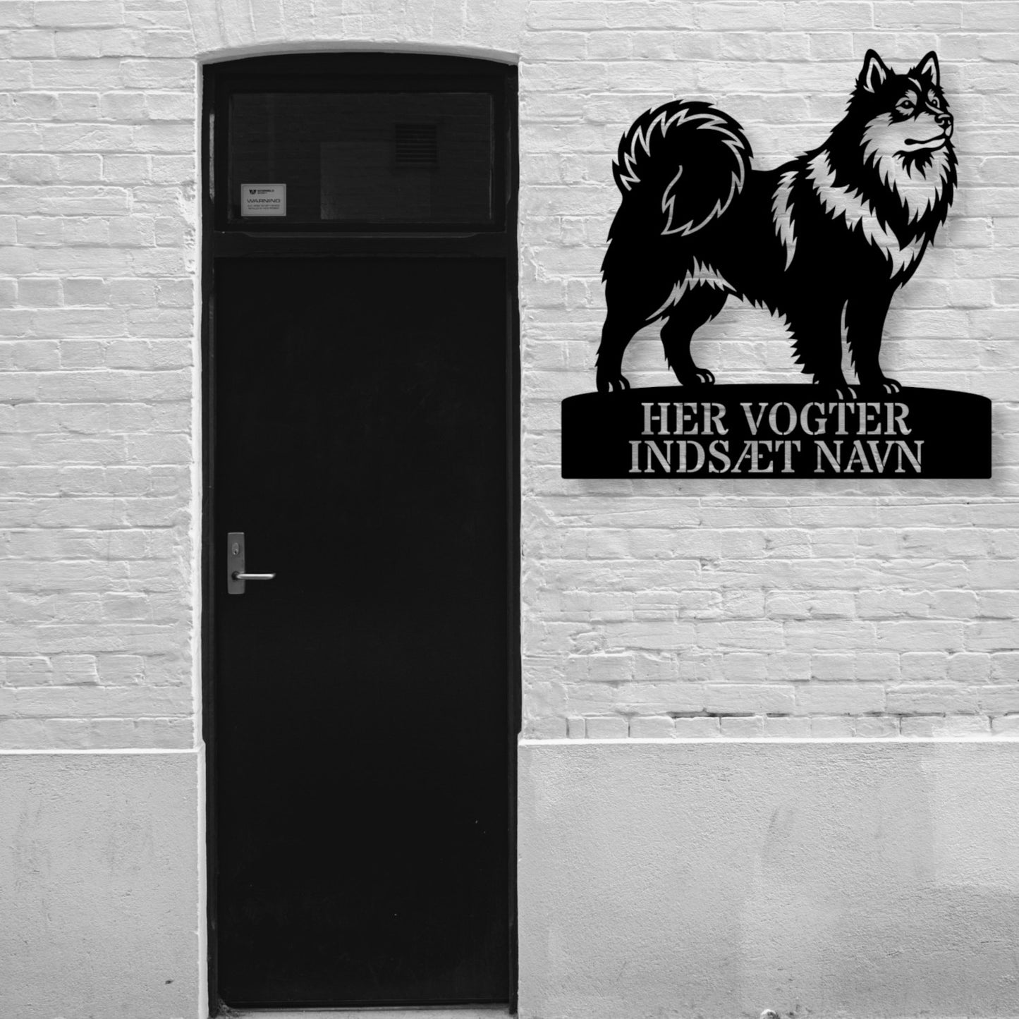 Her vogter jeg. Personlig Svensk lapphund metal navneskilt....