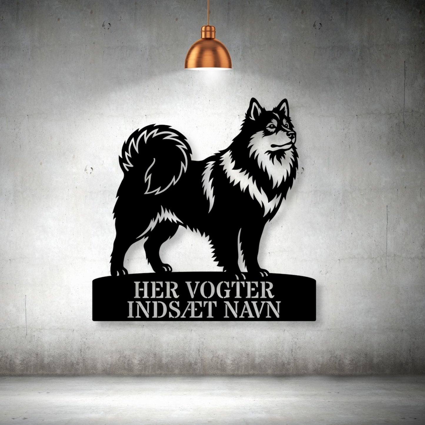 Her vogter jeg. Personlig Svensk lapphund metal navneskilt...