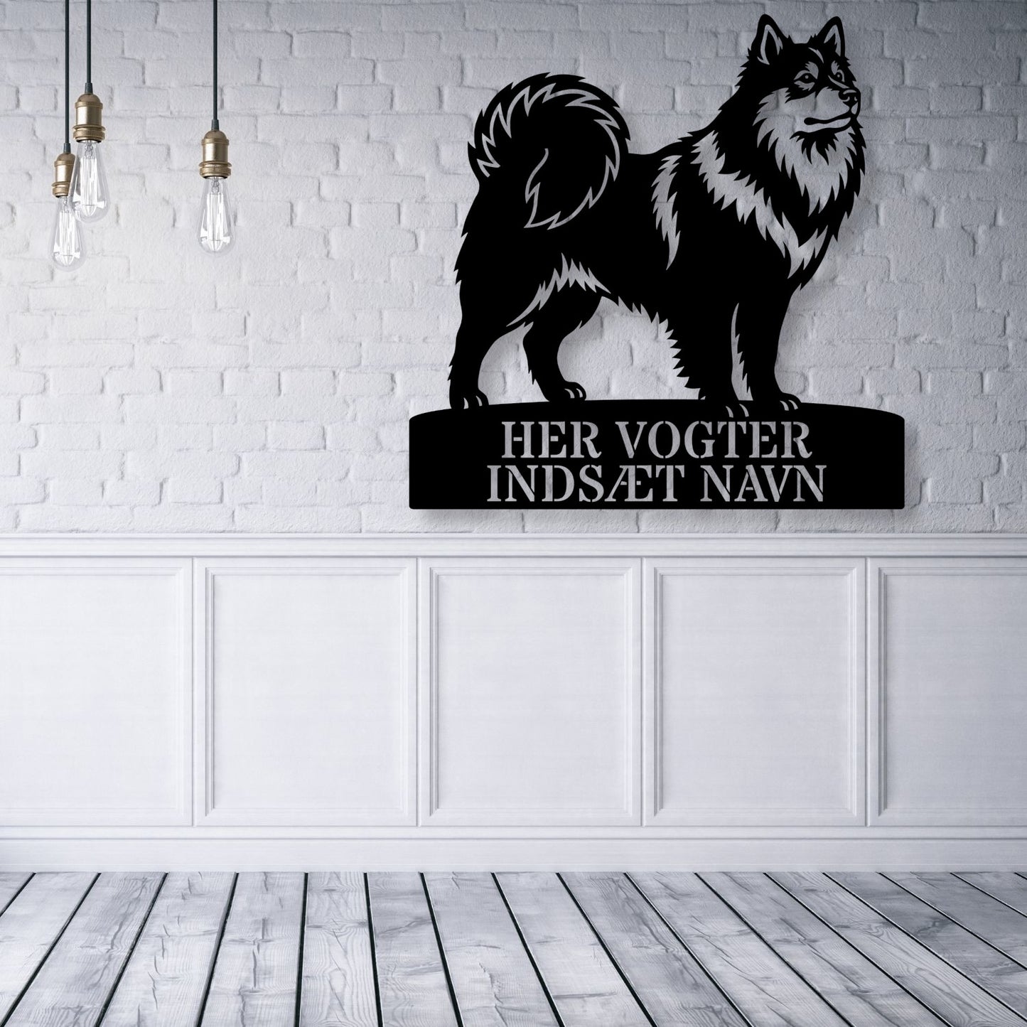 Her vogter jeg. Personlig Svensk lapphund metal navneskilt..