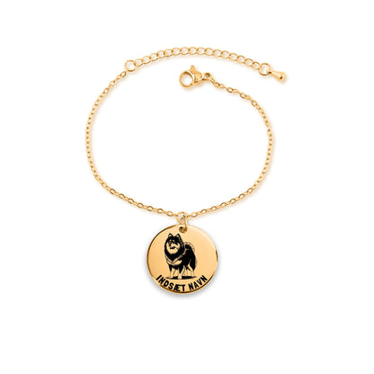 Mittelspitz guld armbånd i smykkeæske med personlig tekst. Personlig gaveidé til hundeejeren.
