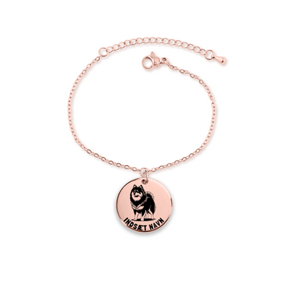 Mittelspitz rosa guld armbånd i smykkeæske med personlig tekst. Personlig gaveidé til hundeejeren.