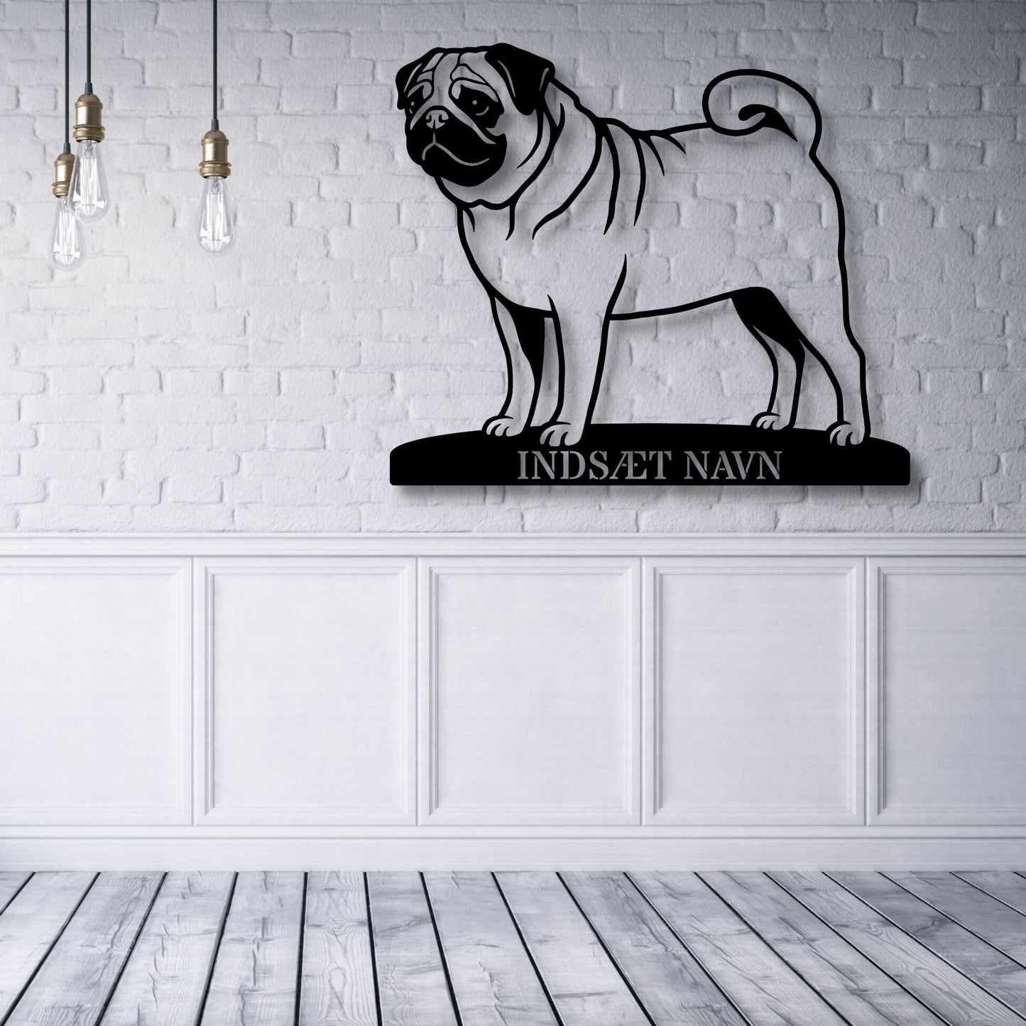 Mops hundemetalskilt med personlig tekst...