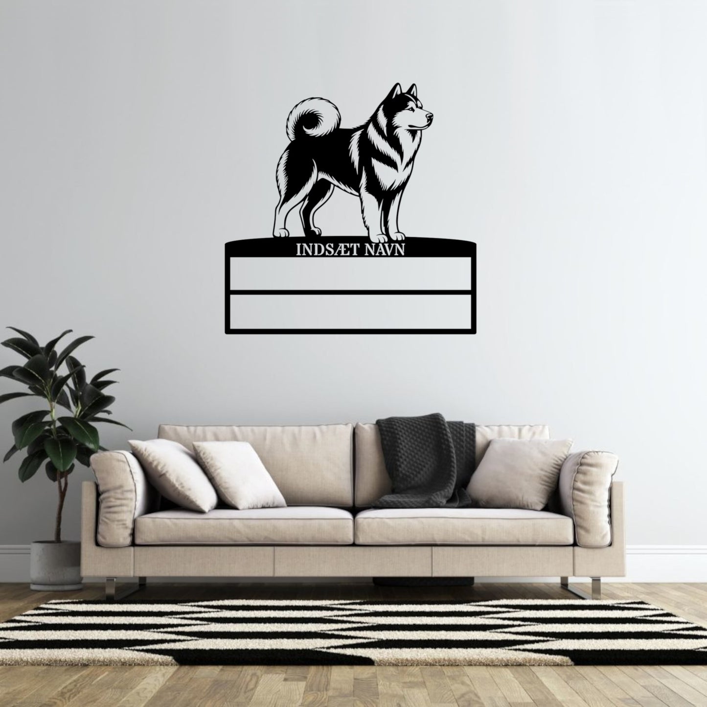 Personlig Alaskan Malamute metal navneskilt til rosetter.