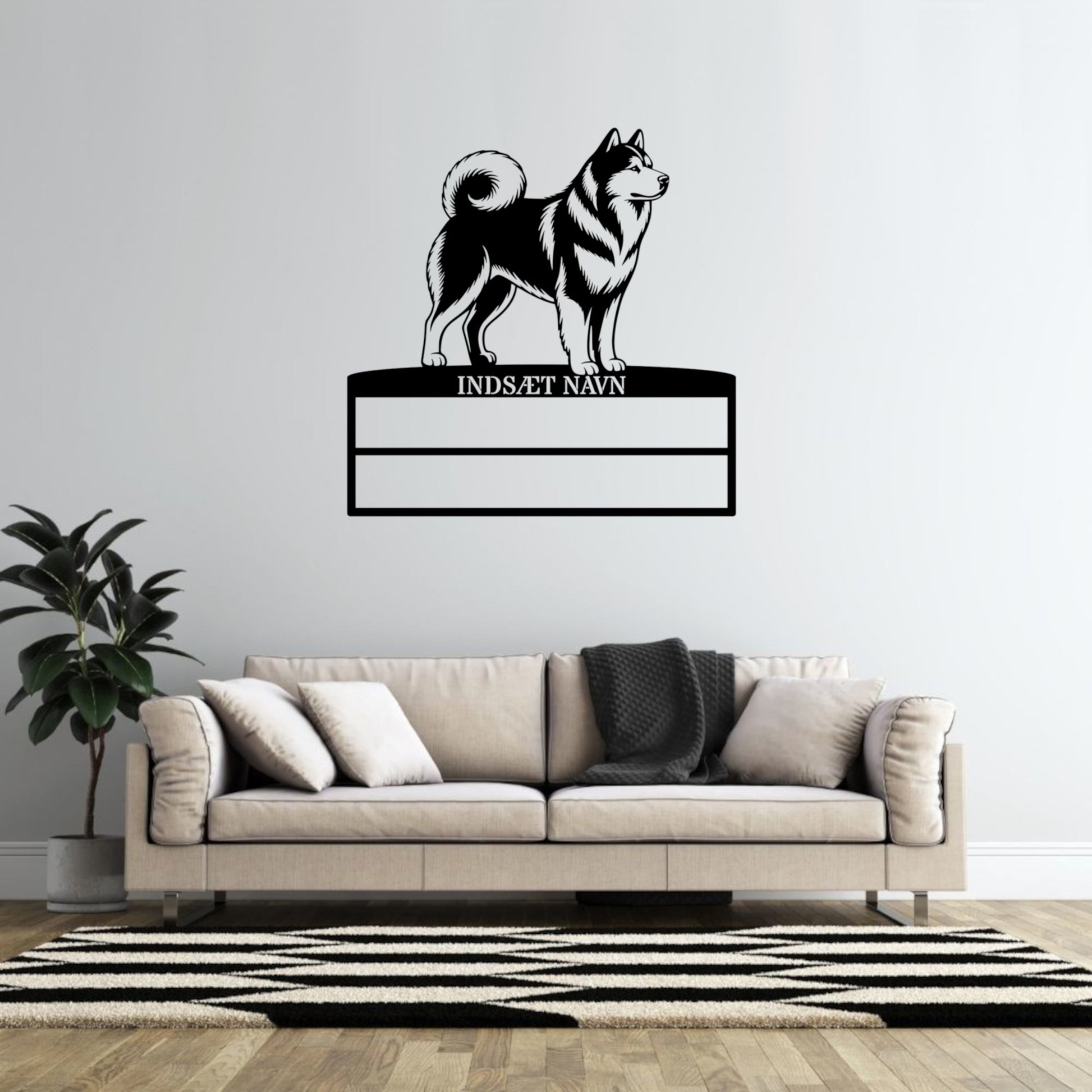 Personlig Alaskan Malamute metal navneskilt til rosetter.