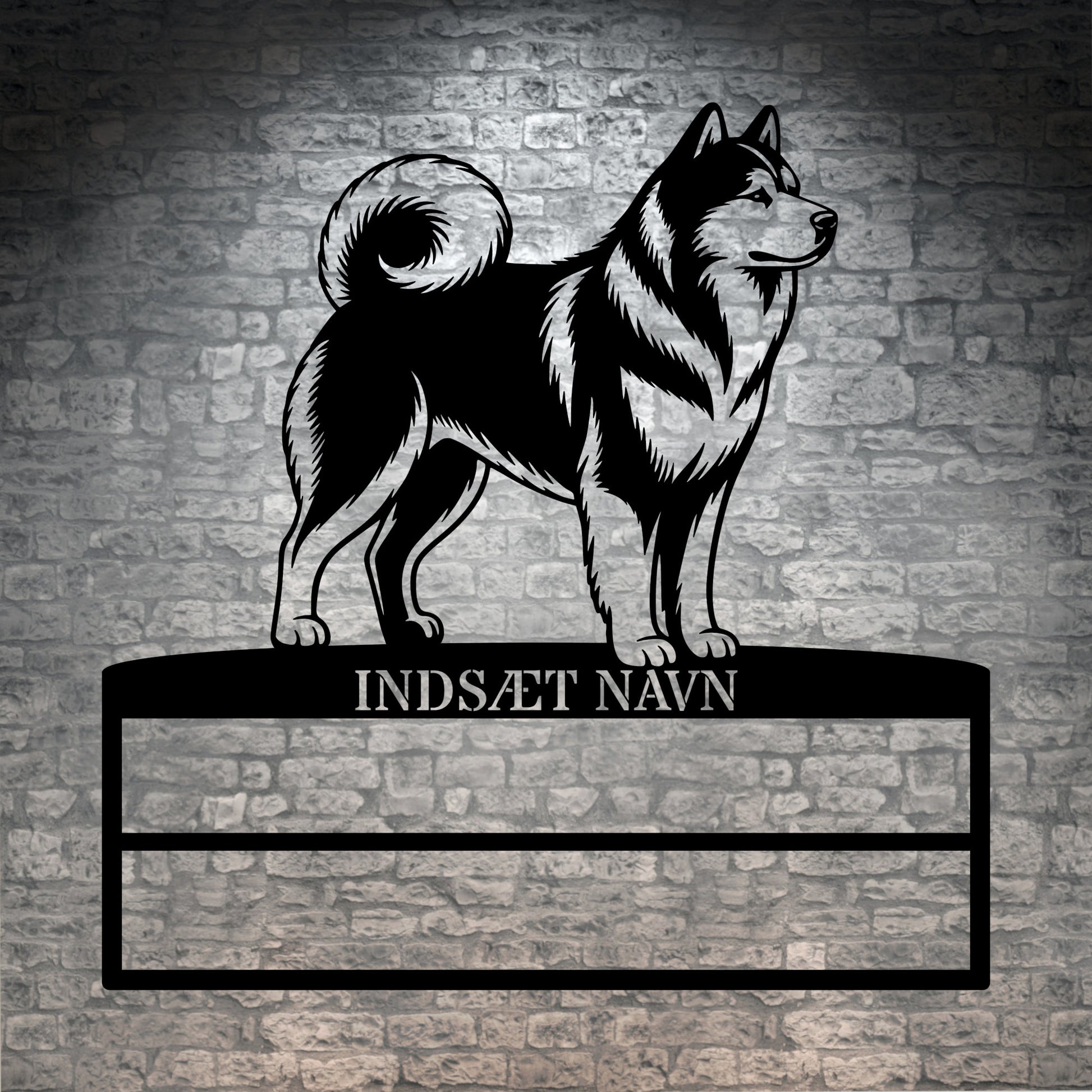Personlig Alaskan Malamute metal navneskilt til rosetter
