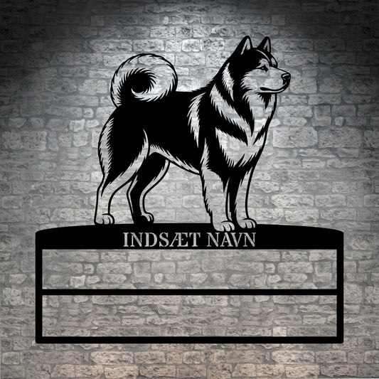 Personlig Alaskan Malamute metal navneskilt til rosetter