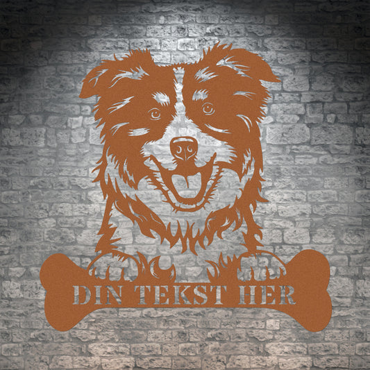 Personlig Australsk hyrdehund hunde metalskilt i brun med personlig tekst. Hundeejer gaveidé