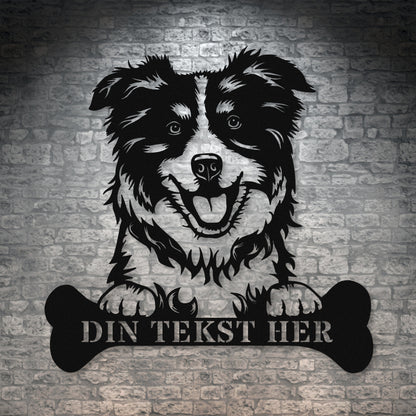 Personlig Australsk hyrdehund hunde metalskilt i sort med personlig tekst. Hundeejer gaveidé