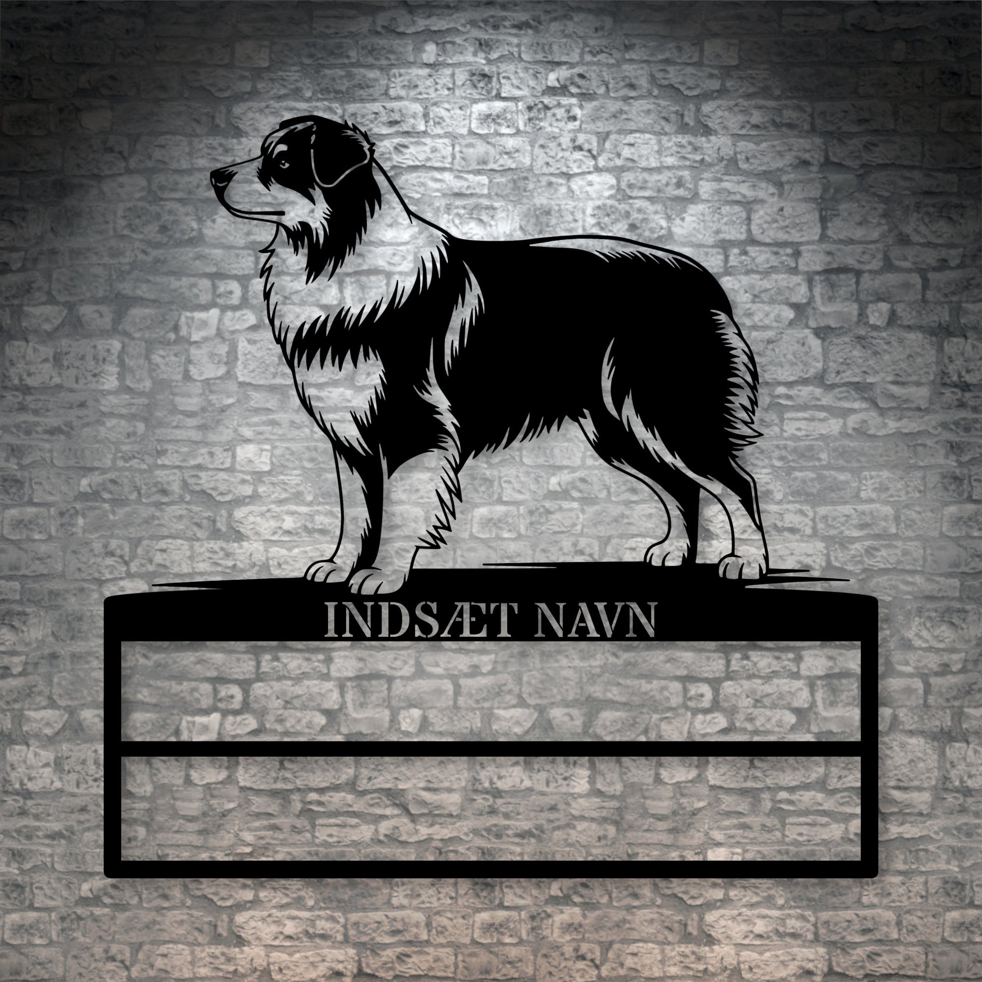 Personlig Australsk hyrdehund væg metalskilt med personlig tekst til rosetter. Unik Gaveide til hundeejer..