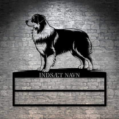 Personlig Australsk hyrdehund væg metalskilt med personlig tekst til rosetter. Unik Gaveide til hundeejer..