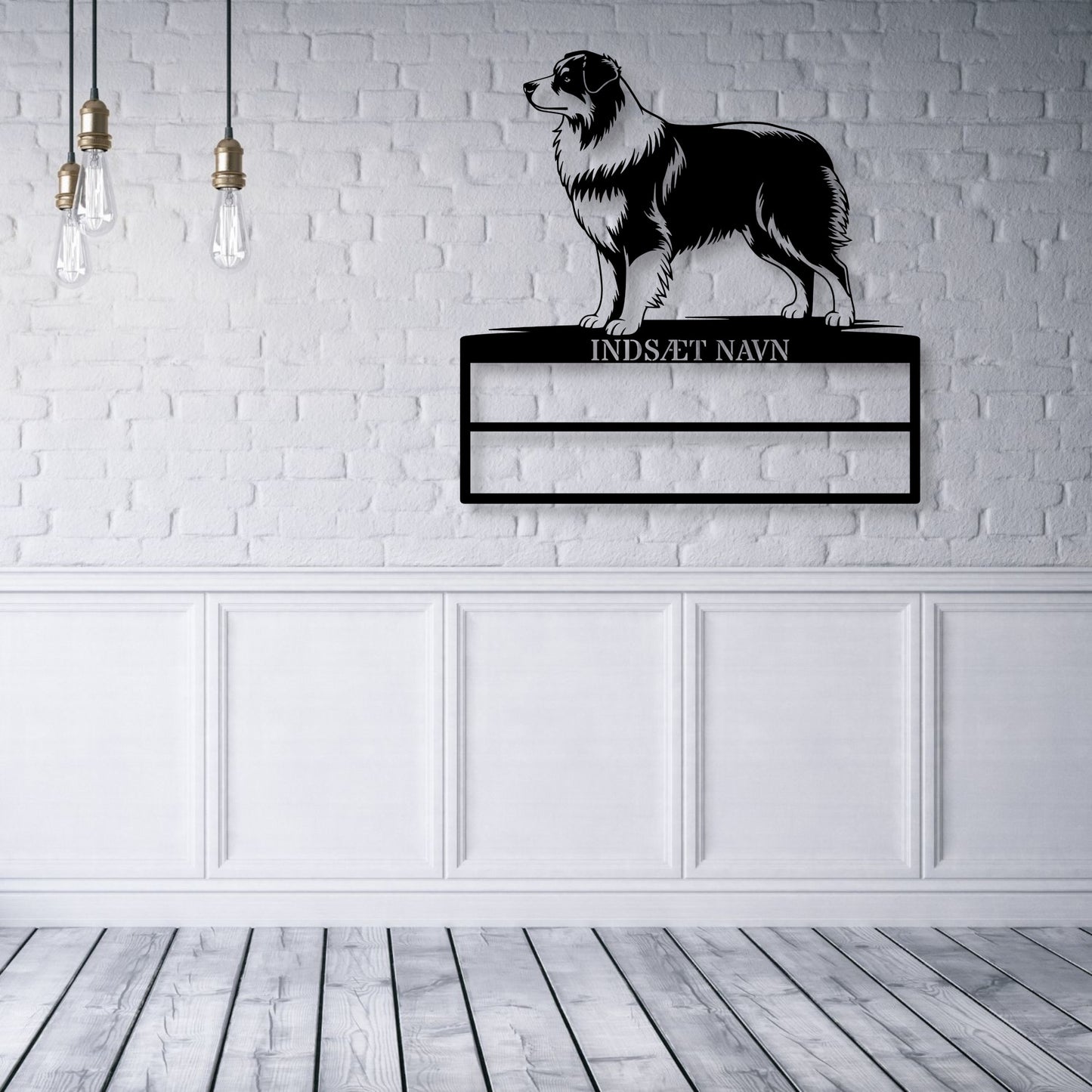Personlig Australsk hyrdehund væg metalskilt med personlig tekst til rosetter. Unik Gaveide til hundeejer.