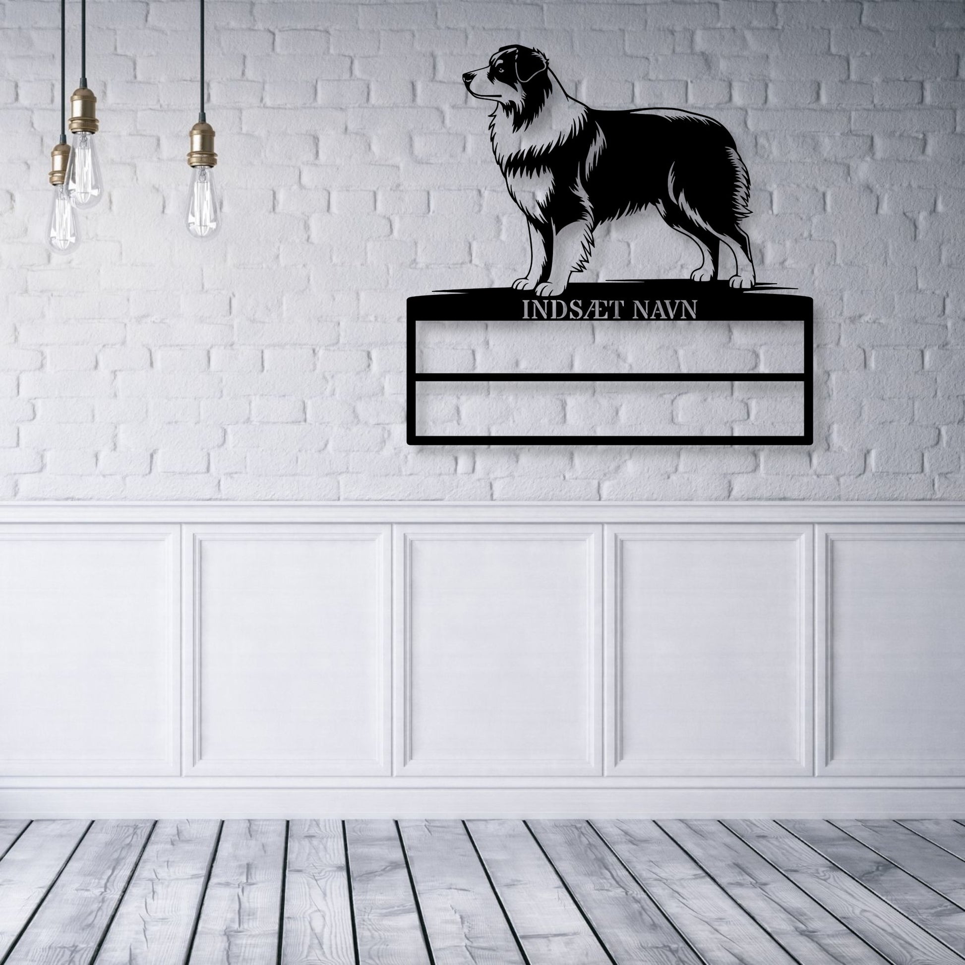 Personlig Australsk hyrdehund væg metalskilt med personlig tekst til rosetter. Unik Gaveide til hundeejer.