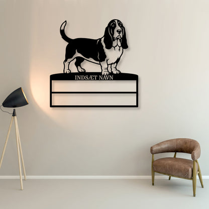 Personlig Basset hound metal navneskilt til rosetter.....