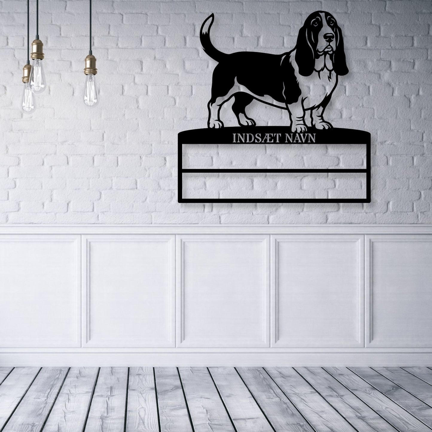 Personlig Basset hound metal navneskilt til rosetter...