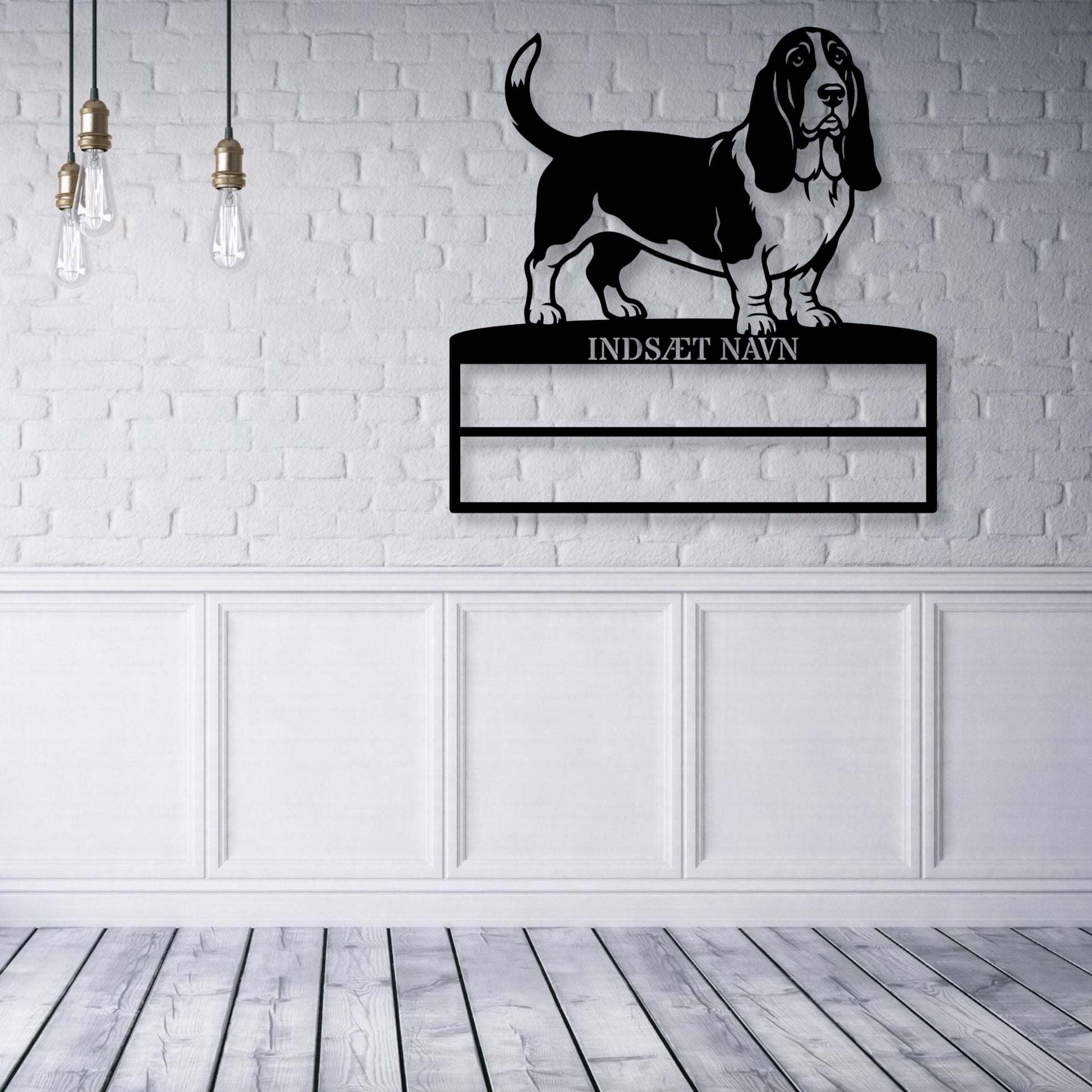 Personlig Basset hound metal navneskilt til rosetter...
