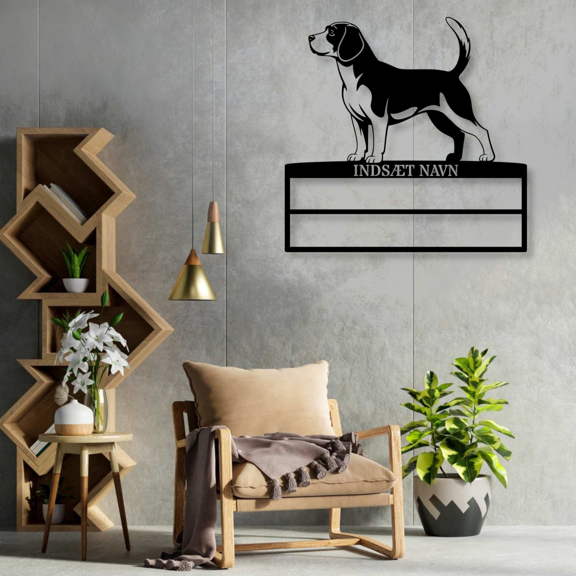 Personlig Beagle væg metalskilt med personlig tekst til rosetter. Unik Gaveide til hundeejer..