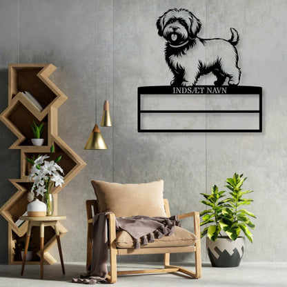 Personlig Bomuldshund væg metalskilt med personlig tekst til rosetter. Unik Gaveide til hundeejer