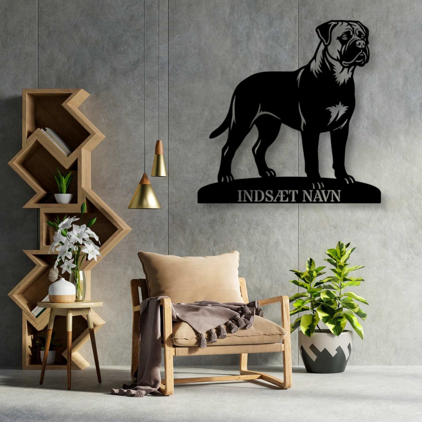 Personlig Bullmastiff metalskilt med hundenavn.....