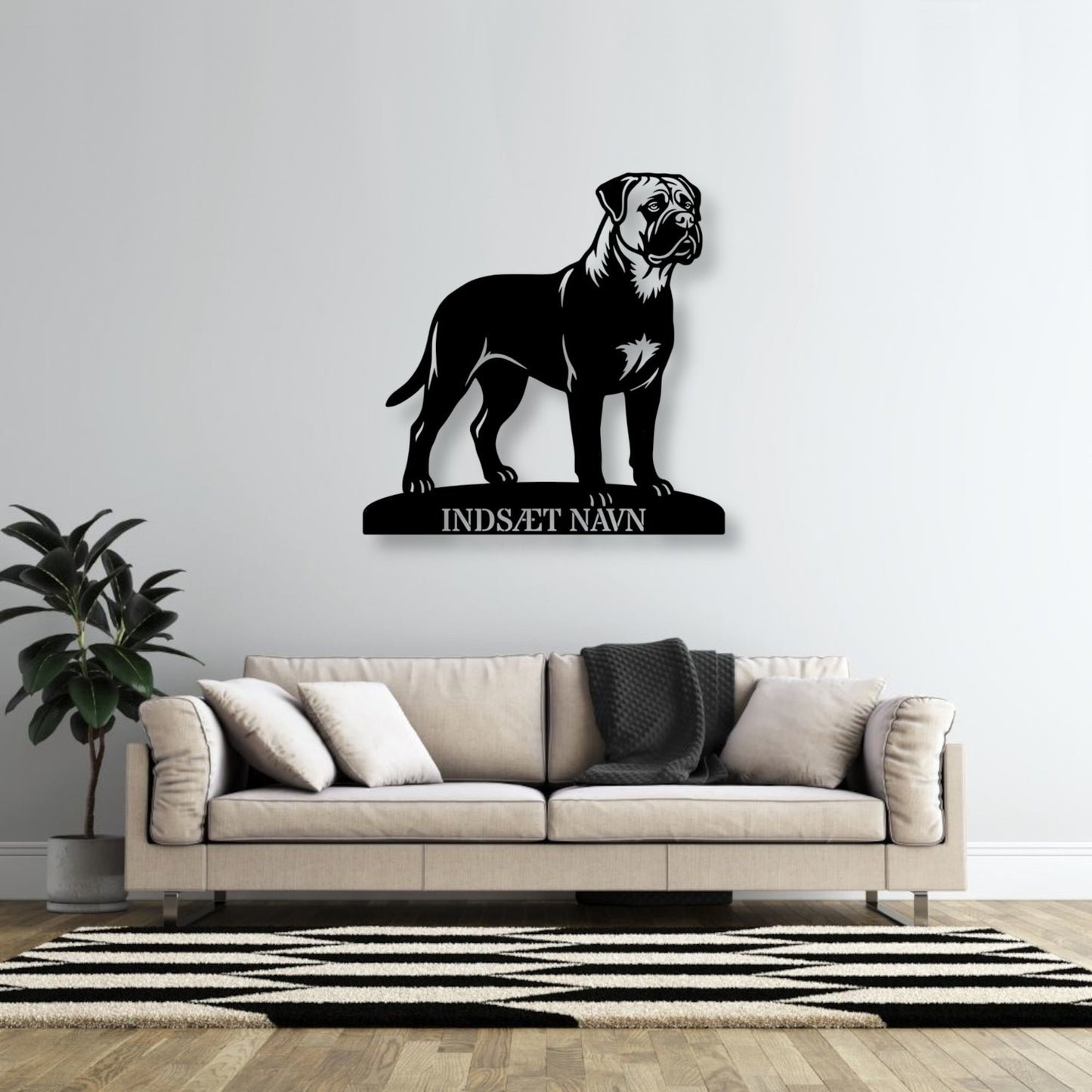 Personlig Bullmastiff metalskilt med hundenavn....