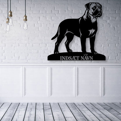 Personlig Bullmastiff metalskilt med hundenavn...