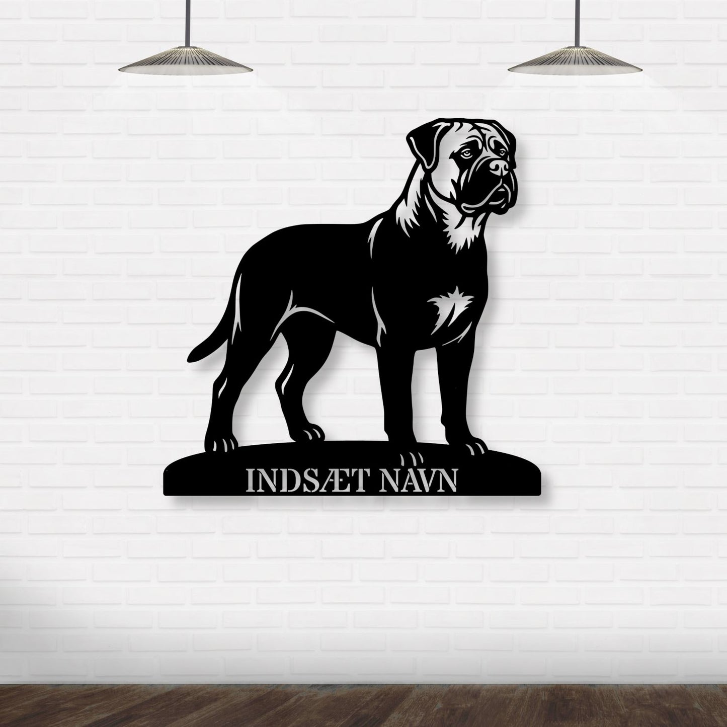 Personlig Bullmastiff metalskilt med hundenavn..