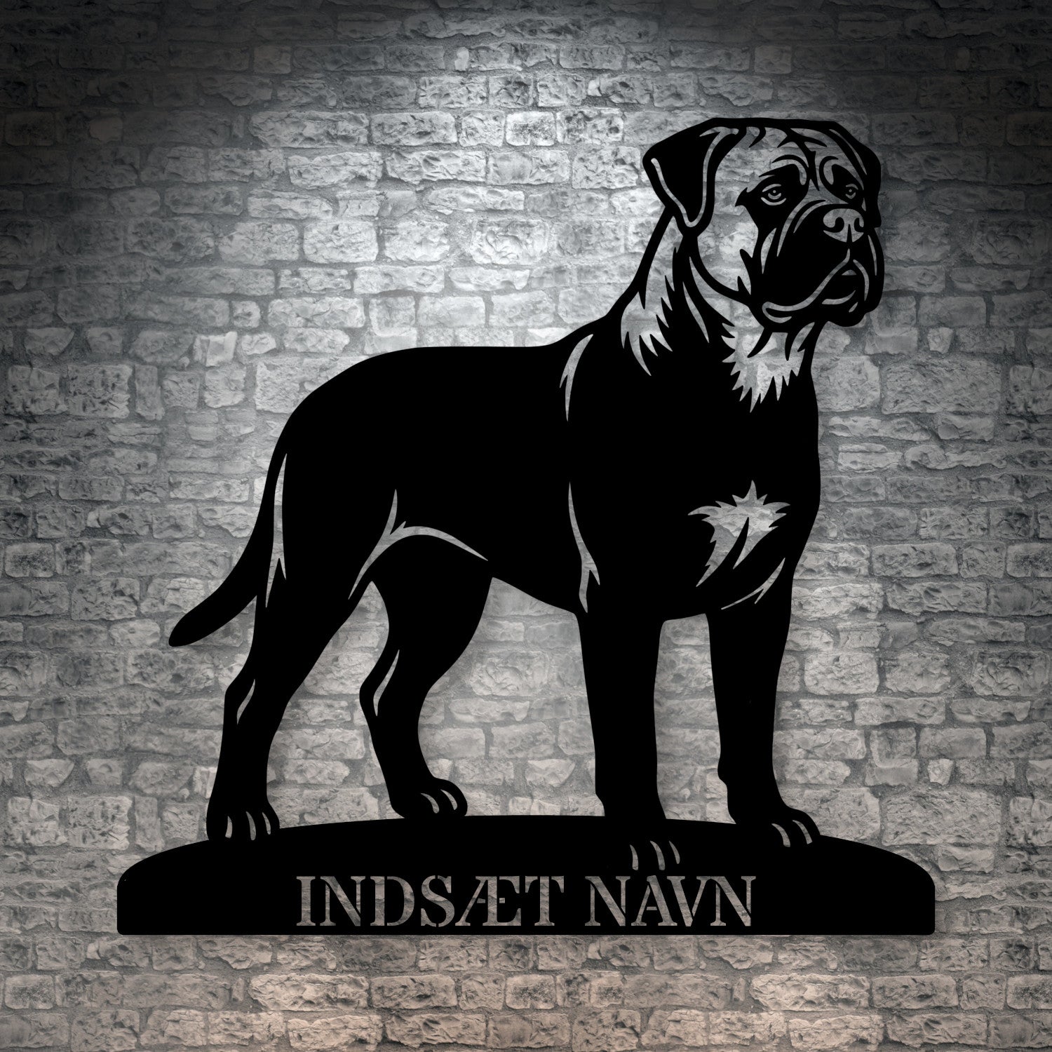 Personlig Bullmastiff metalskilt med hundenavn