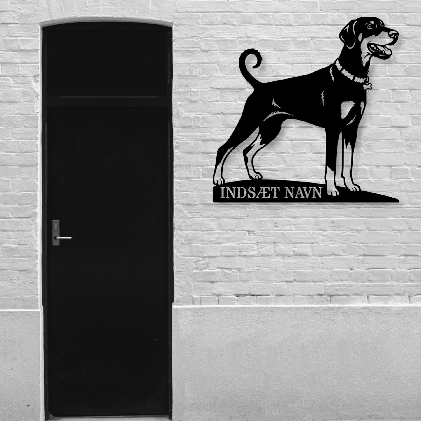 Personlig Doberman metalskilt med hundenavn....