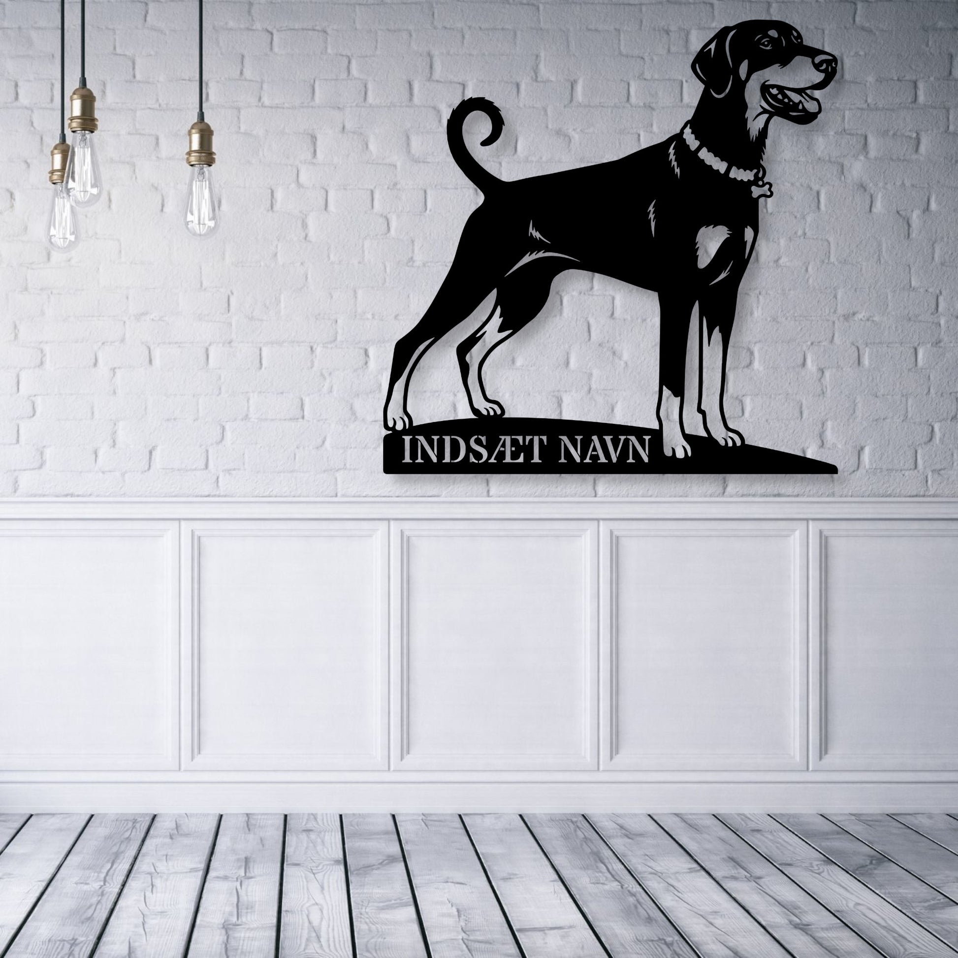 Personlig Doberman metalskilt med hundenavn..