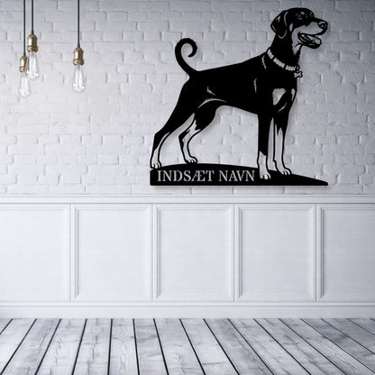 Personlig Doberman metalskilt med hundenavn..