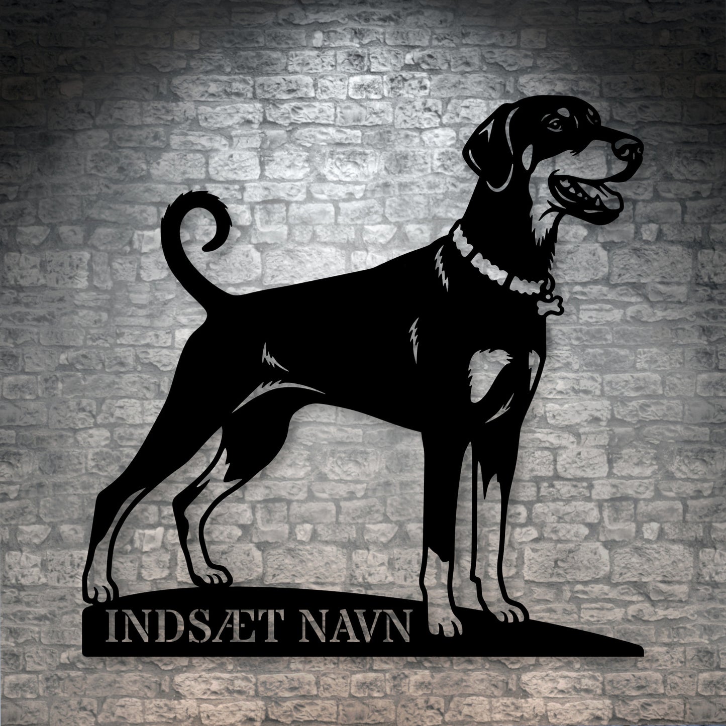 Personlig Doberman metalskilt med hundenavn