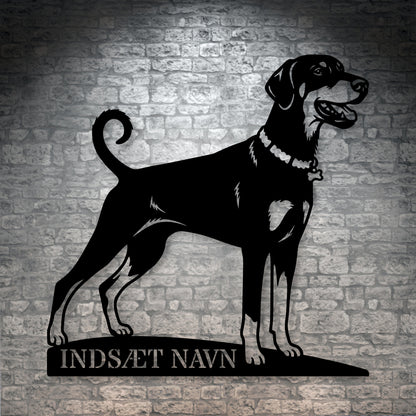 Personlig Doberman metalskilt med hundenavn