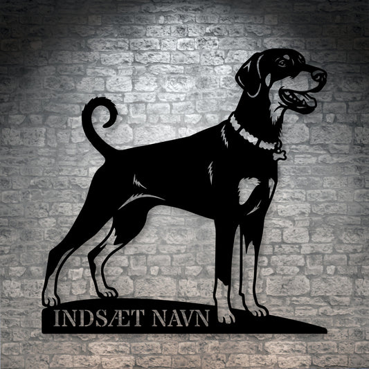 Personlig Doberman metalskilt med hundenavn
