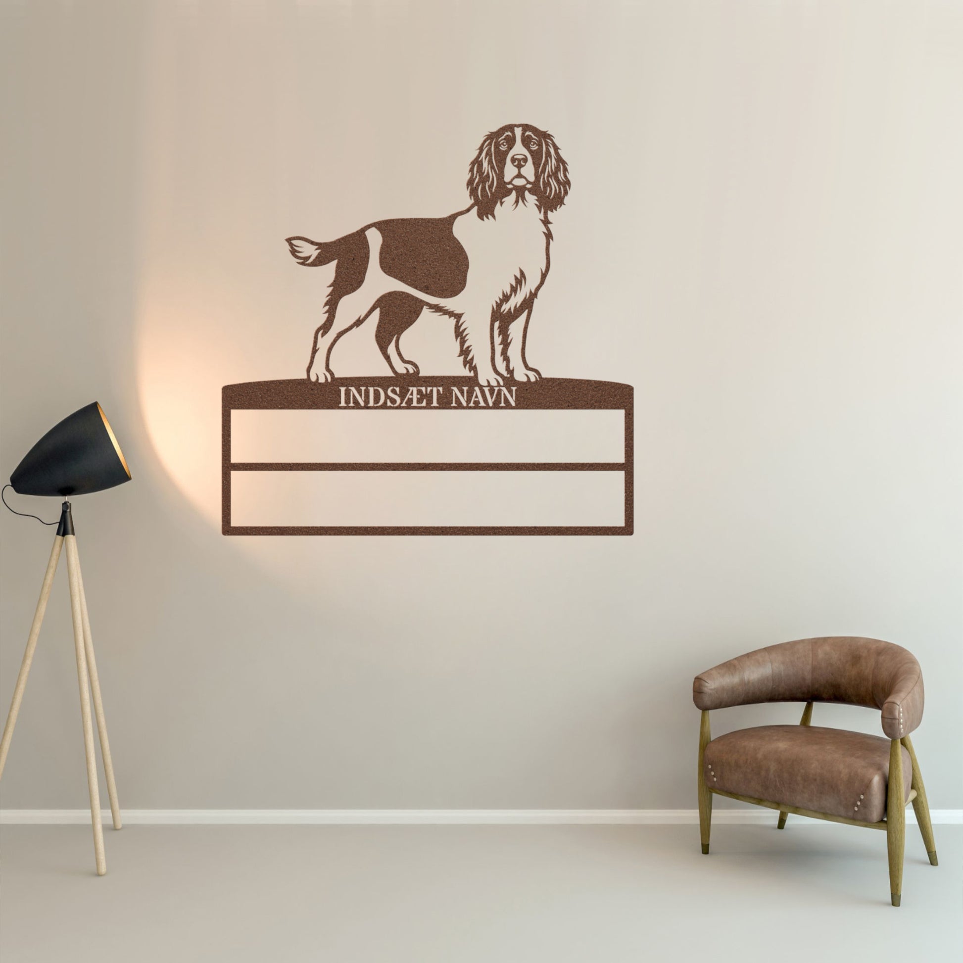 Personlig Engelsk Springer Spaniel brun metal navneskilt til rosetter.....