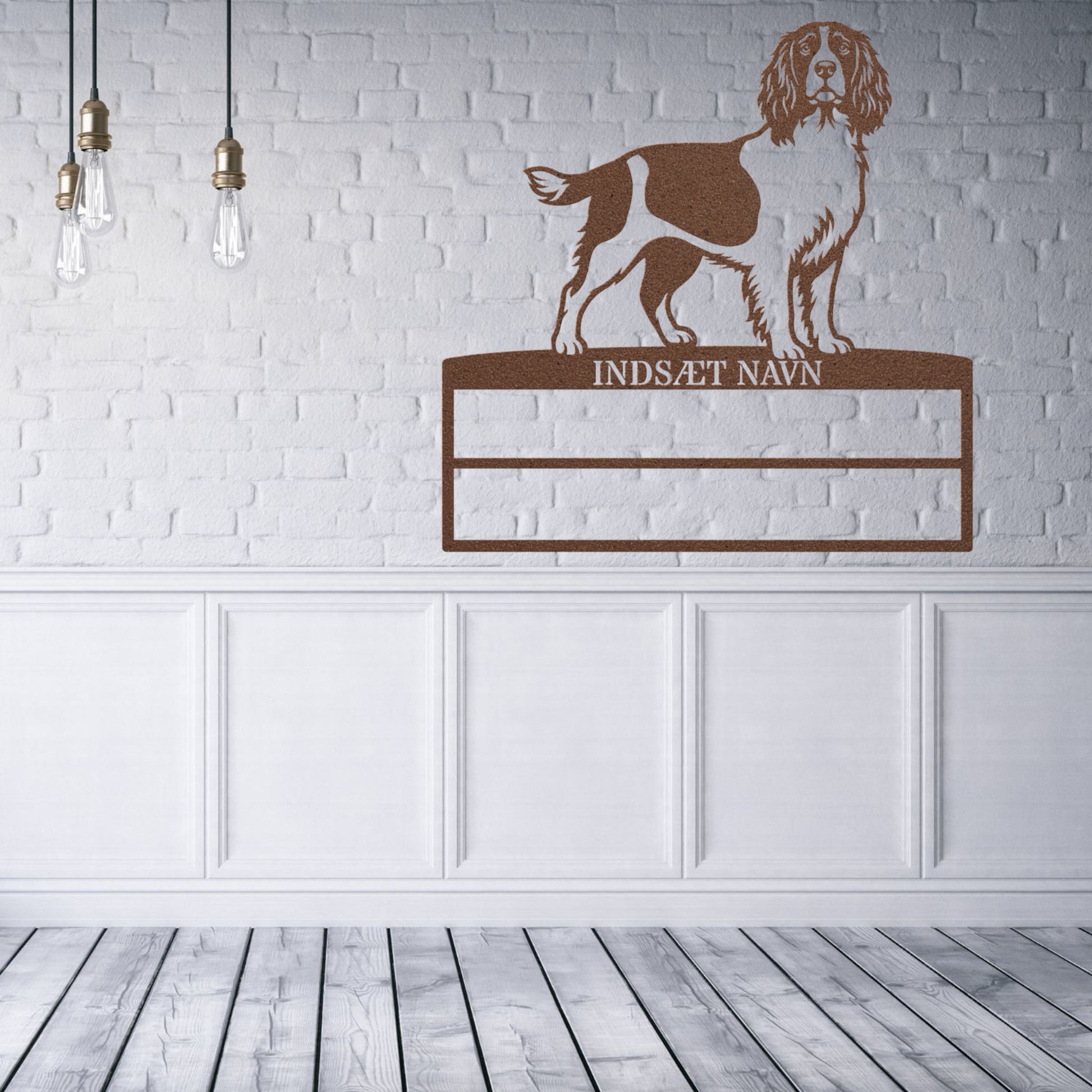 Personlig Engelsk Springer Spaniel brun metal navneskilt til rosetter....